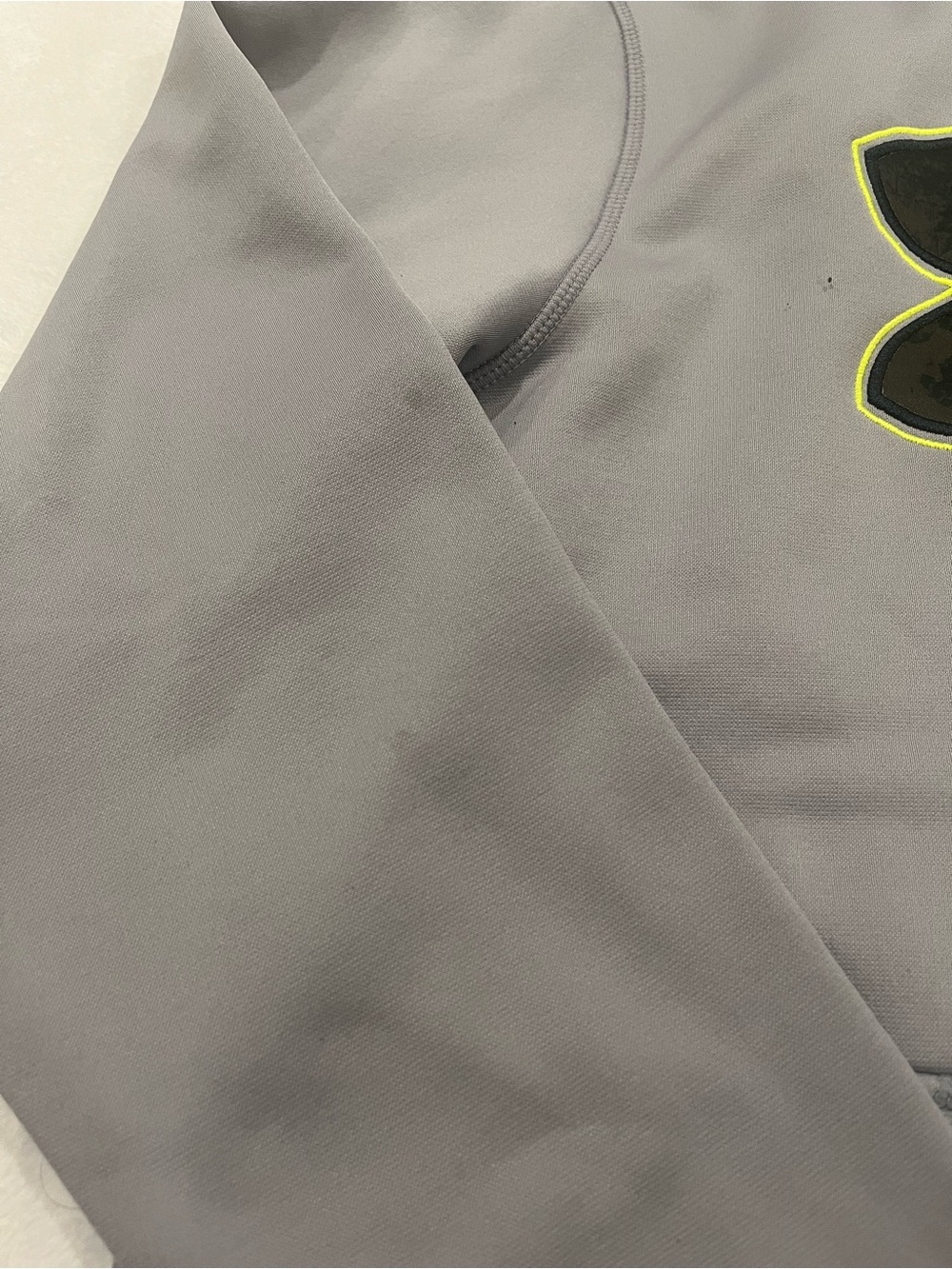 Under Armour Gray Pullover Hoodie with Black and Neon Yellow Accents-Medium - Picture 3 of 6